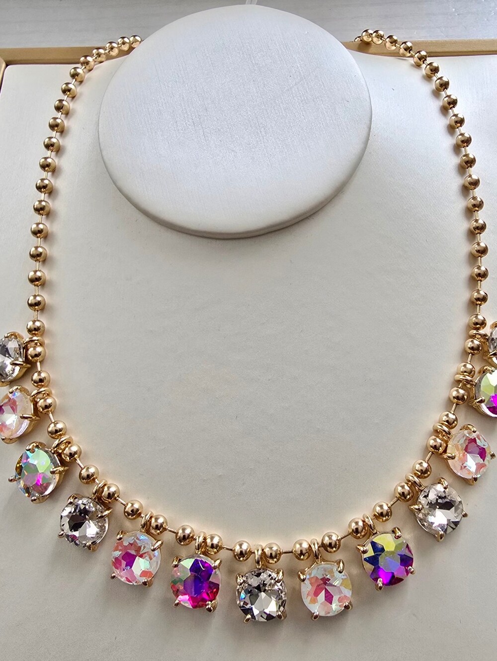 Gold Crystal Drop Necklace